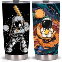 20Oz การ์ตูนนักบินอวกาศ Tumbler ถ้วยพร้อมฝาปิด,สแตนเลสคู่ผนังสูญญากาศฉนวนแก้วกาแฟเดินทางของขวัญสำหรับ Son