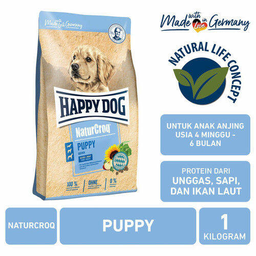 happy-dog-naturcroq-puppy-อาหารลูกสุนัขทุกสายพันธุ์-สูตรเนื้อสัตว์ปีกและเนื้อปลา-1-kg