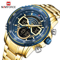 NAVIFORCE Mens Military Sports Waterproof Watches Luxury Analog Quartz Digital Wrist Watch for Men Stainless Steel Gold Watches