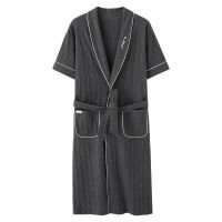 Plus Size Bathrobe Mens Fashion Style Full Cotton Clothes Summer Short Sleeve Robe Mens Letter Steaming Home Bath Robe for Man