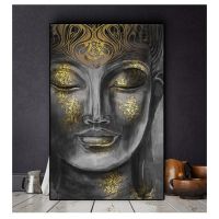 Art Pictures For Living Room Golden Buddha Statue HD Canvas Oil Painting Bedroom Fashion Posters 1 Pieces Modern Home Decor Wall