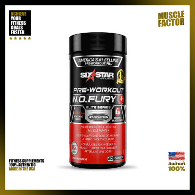 Six Star Elite Series: N.O. FURY 60 caplets , Non Stim Pre-Workout Pills to Ignite Massive Muscle Pumps!