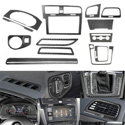 ฝาครอบแผงควบคุมภายในทั้งชุดไฟเบอร์15ชิ้นสำหรับกอล์ฟ VW 7 GTI MK7 2014-2019อุปกรณ์ตกแต่งรถยนต์