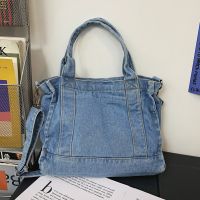 【jw】♈  Denim Crossbody Fashion Female Tote Large Capacity Adjustable Multi-Pockets for Teenager