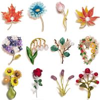 【YF】 Rinhoo Enamel Brooch Bouquet Basket Orchid Lapel Pins Wedding Jewelry