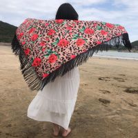 Hot sell National wind restoring ancient ways is Sue large cross-border amazon scarf shawl triangular bandage is prevented bask in cold double cloak