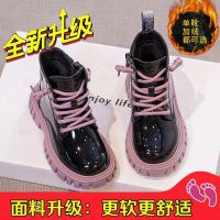 [COD] Girls real soft leather boots 2022 new autumn and winter boys childrens baby short plus fleece children