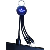 Braided Keychain Data Cable, Three In One Mobile Phone Charging Line, Luminous LOGO, One Driven Three Charging Lines