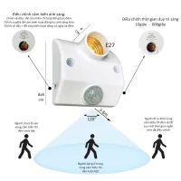 Đui đèn cảm ứng chuyển động E27 cảm biến hồng ngoại PIR thông minh tự bật sáng khi có người