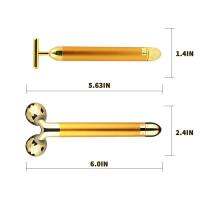 2-IN-1ความงามบาร์24พันโกลเด้นชีพจรนวดหน้าไฟฟ้า3D ลูกกลิ้งและ T รูปร่างใบหน้านวดชุดใบหน้ายกต่อต้านริ้วรอย
