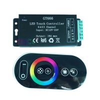 Wholesale GT666 Touch led dimmer DC12-24V 6A*3channel Max 18A RGB controller for 5050 RGB led strip lights free shipping Adhesives Tape