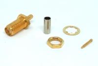 CON-RPSMAF-100-BKD : หัวต่อ RP-SMA female crimp for LMR100 LLC100 RG174 RG316 - - Bulkhead