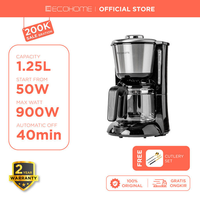 Ecohome Coffee Maker ECM-333 Low Watt Mesin Pembuat Kopi Dan Teh