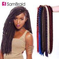 SAMBRAID Faux แฮร์พีซถักเปียอ่อนขนาด18นิ้วต่อผมเปีย24รูต/ แพ็คนุ่ม Dreadlocks เป้าเปียสังเคราะห์ผม