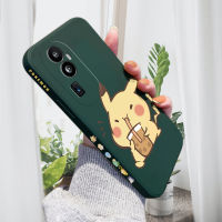 HP เคสสำหรับ OPPO Reno10 Pro + 5G เคสโทรศัพท์ดีไซน์ด้านข้างลายการ์ตูนน่ารัก Pikacu Pocket Monster ขอบสี่เหลี่ยมของเหลวปลอกซิลิโคนเคสกล้องคลุมทั้งหมด