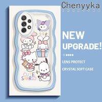 Chenyyyka เคสปลอกสำหรับ Samsung กาแลคซี A72 4G A72 5G A73 5G ลายการ์ตูนซานริโอน่ารักลายคลื่นขอบกันกระแทกแบบใสนิ่มเคสมือถือโปร่งใสลายกล้องถ่ายรูปที่สร้างสรรค์เคสป้องกันซิลิกาเจล