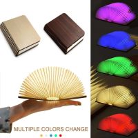 ไฟอ่านหนังสือไม้3D พับได้ UIP8430ของขวัญคริสต์มาสสี RGB สำหรับเด็กโคมไฟตั้งโต๊ะโต๊ะห้องนอนของตกแต่งโต๊ะไฟ LED กลางคืน