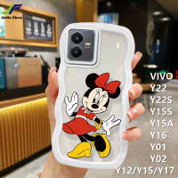 JieFie การ์ตูน Mickey Mouse เคสโทรศัพท์สำหรับ VIVO Y22 / Y22S / Y15S / Y15A / Y02 / Y01 / Y12 / Y15 / Y16/Y17แฟชั่นน่ารักมินนี่มิกกี้เคสคู่ทีพียูนุ่มฝ้าโปร่งแสงฝาครอบโทรศัพท์