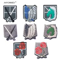 ☈ 1PC PVC 3D Attack On Titan Wings Of Liberty Investigation Corps Embroidery Badges Patch Military Tactical Morale DIY Stickers