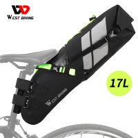 ∈♞◇ WEST BIKING 17L Bike Saddle Bag Waterproof Reflective Cycling MTB Trunk Pannier Large Capacity Foldable Tail Rear Bags Black