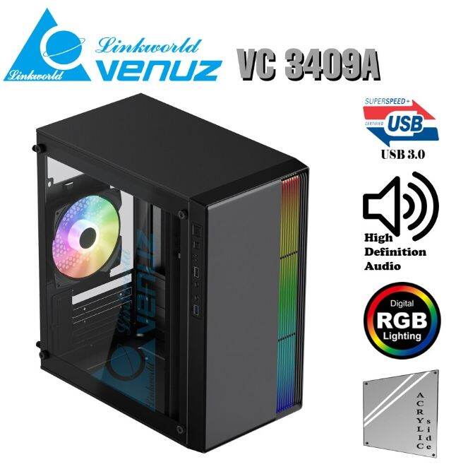 VENUZ ATX Computer Case VC2601ไฟ RGBประกัน 1ปีไฟปรับระดับได้แจ่มๆ