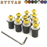 BYTYAN 10PCS 5MM Universal รถจักรยานยนต์ Bolts สกรูชุดกระจกหน้ารถ Cafe Racer Motocross สำหรับ Speed Triple1050