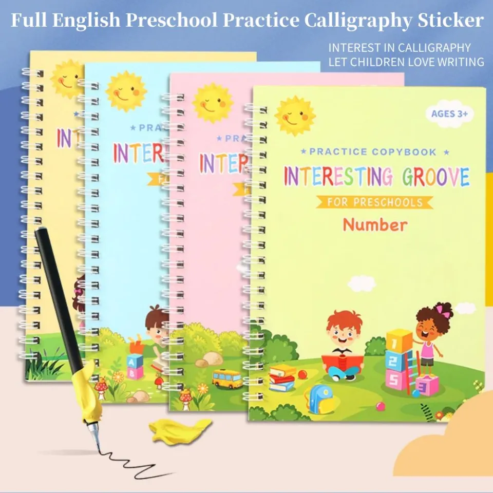 English Groove Magic Practice Copybook Children's Book Learning Numbers  Letters Calligraphy Writing Exercise Books Montessori Calligraphy Children  No