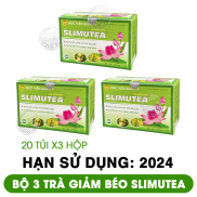 HCMBộ 3 hộp Trà giảm béo Slimutea Học Viện Quân Y 20 gói x 3 giúp hạ mỡ