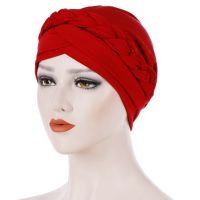 【YF】 Muslim Women Inner Caps Braided Bandanas Hijab Comfort Fashion Turban Hat Colorful Cross Knot Chemo Hats Head Wearing turbante