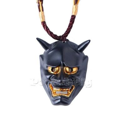 Evil Oni Noh Hannya Mask สร้อยคอ Vintage สีดำสีขาวสีแดงเรซิ่นจี้หน้ากากอะนิเมะ Accessories