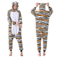 ผู้ใหญ่สัตว์ Onesies เสือแมวชุดนอนชุดชุดนอนผู้หญิงผู้ชายฤดูหนาว Unisex คอสเพลย์เครื่องแต่งกายเด็กการ์ตูนชุดนอนผ้าสักหลาด