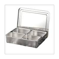 1 PCS 4 Grids Seasoning Box with Lid Rectangle Hotel Household Spice Organizer Silver