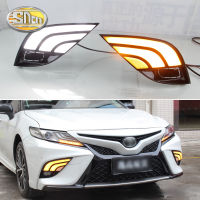 SNCN 2ชิ้น12V รถ DRL LED Daylights สำหรับ Toyota Camry XSE 2018 2019สัญญาณไฟเลี้ยวสีเหลืองแบบไดนามิกสำหรับไฟวิ่งกลางวัน