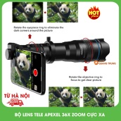 Bộ ống kính,lens tele apexel 36X siêu zoom xa,dành cho điện thoại