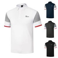 Titleist เสื้อยืดการพักผ่อนกลางแจ้งคอโปโลแขนสั้นสำหรับผู้ชาย,เสื้อโค้ทสีระบายอากาศได้ดีแห้งเร็วกางเกงเล่นกอล์ฟเกาหลีใต้