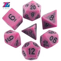 พร้อมลูกเต๋าหมึกสีแดง7ชิ้น/เซ็ตเกม Polyhedral Trpg สำหรับเกม Dndopaque D4-D20หลายด้านลูกเต๋าสำหรับเกม