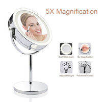 5X Magnification Facial Makeup Cosmetic Mirror Round LED Light Makeup - intl