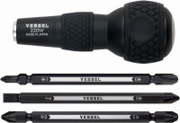 VESSEL BALL GRIP 1/4" Hex. Bit Interchangeable Screwdriver (Bit 3PC. (+1, 3 / +2, -6 / PZ2, PZ3) SET. 220W3J1) Bit 3pc. (+1, +3 / +2, -6 / Pz2, Pz3) Set. 220w3j1