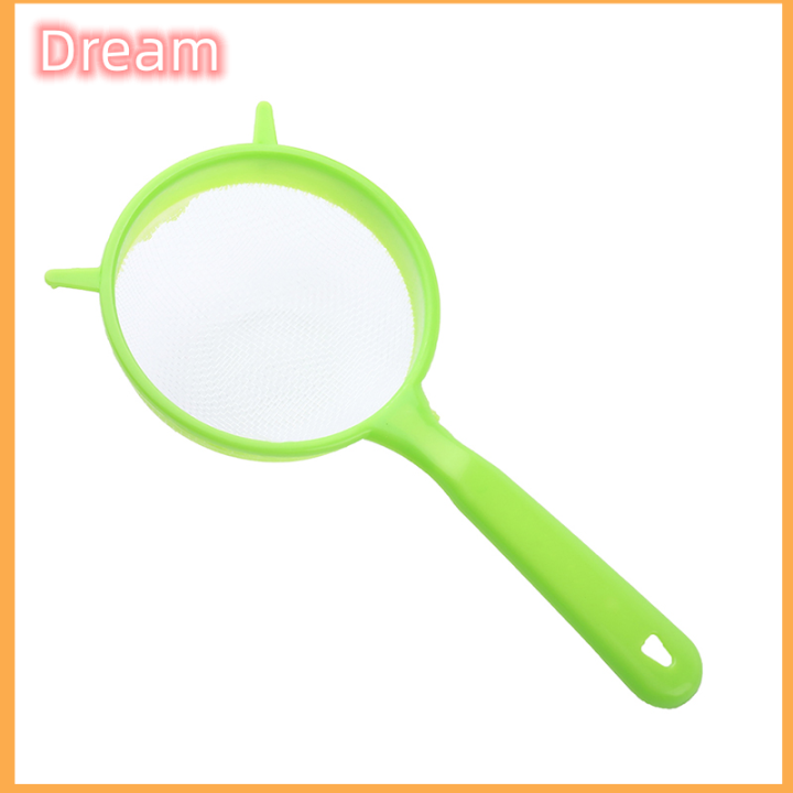 dream-กระชอนตาข่ายพลาสติกอย่างดี3ชิ้นสำหรับตักที่กรองในห้องครัวกระชอนตะแกรงแป้งพร้อมที่จับ