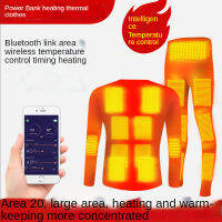 20 Zones Bluetooth Wireless Connection Heating Clothes Underwear Suit Winter Plus Velvet Thermal Underwear Heating Clothes