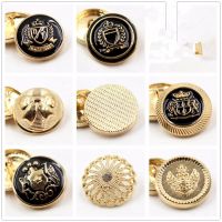 10 pcs gold color metal button World famous classic brand buttons  garment accessories DIY materials Black point oil button Haberdashery