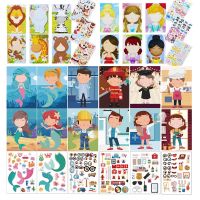 9 Styles Children Kids Make Your Own Faces Stickers Creative DIY Puzzle Games Princess Animals Dinos Girls Boys Party Favor Gift