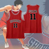 ใหม่ S Lam DUNK Shuhoku No.11 Rukawa Kaede ฟ็อกซ์ O Versize โพลีเอสเตอร์ด้านบนสีแดงบาสเกตบอลเสื้อกั๊กเครื่องแต่งกายคอสเพลย์กีฬาร้อนอะนิเมะอุปกรณ์ประกอบฉาก