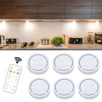 ◈№ Smart Wireless Remote Control Dimmable Night Light Decorative Kitchen Closet Staircase Lighting 3 Colors 8 LED Puck Light