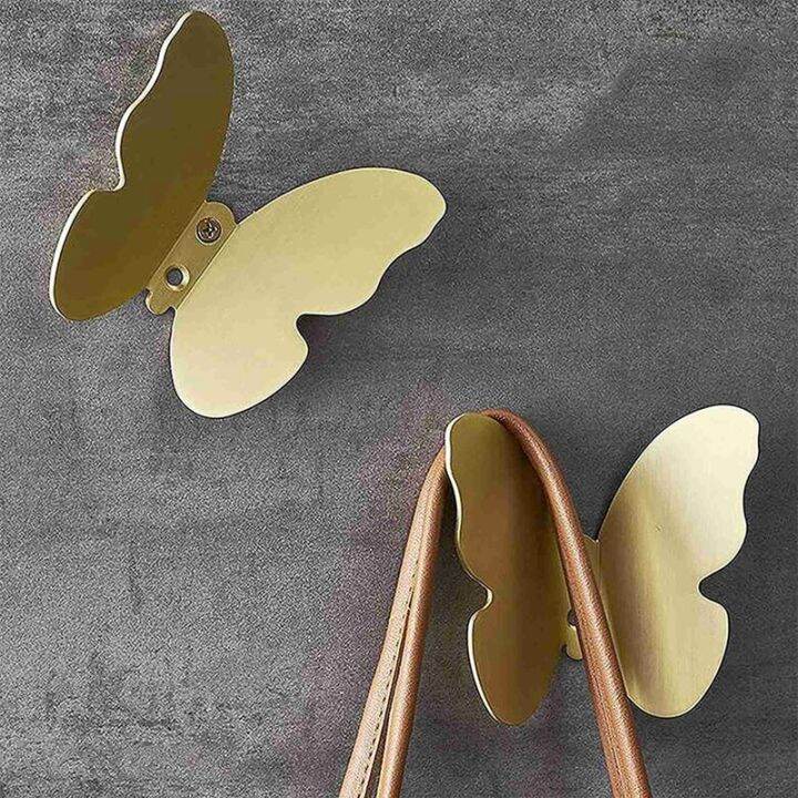 4pcs-bathroom-brushed-gold-brass-butterfly-coat-hooks-wall-mounted-decorative-hook-hat-robe-hangers-home-decor