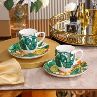 [Hot On Sale] 2 Pcs Royal Style Ceramic Coffee Cup And Saucer Exquisite Tableware Set High-End Home Mug Luxury Phnom Penh Gift Porcelain