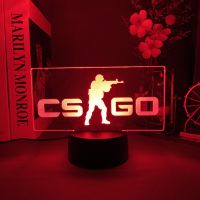 2021CS GO Game LOGO Night Lamps RGB Counter-Strike 3D Bedside Table Lights Birthday Gifts Bed Room Colorful Atmosphere Decoration