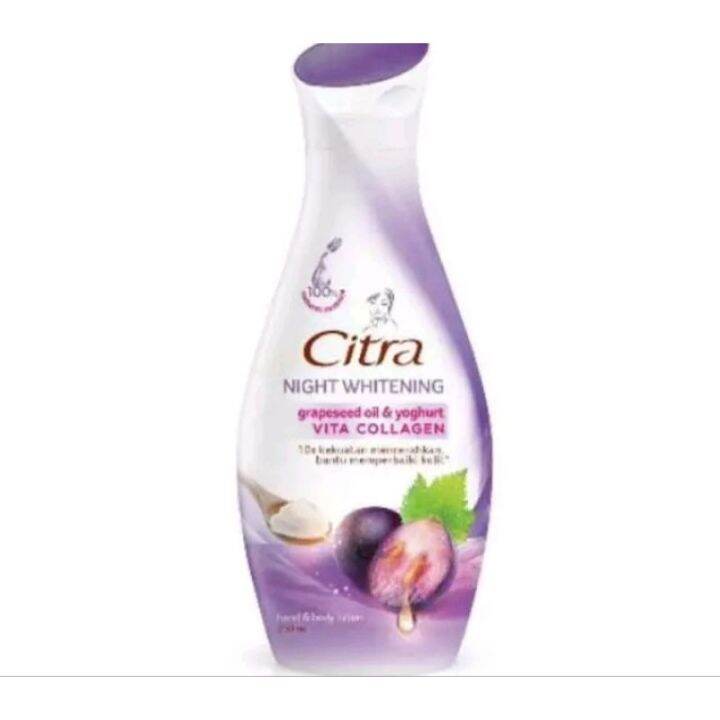 Citra Night Collagen Glow Hand & Body Lotion 210ml Citra Ungu Colagen