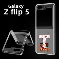 เคสโทรศัพท์ PC แบบแข็งจดหมายรักการ์ตูนสำหรับ Samsung Galaxy Z Flip 5โปร่งใสสำหรับ Galaxy Z Flip 5พับได้