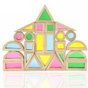 Kid Montessori Wooden Toy Rainbow Stacking Blocks Colorful Learning